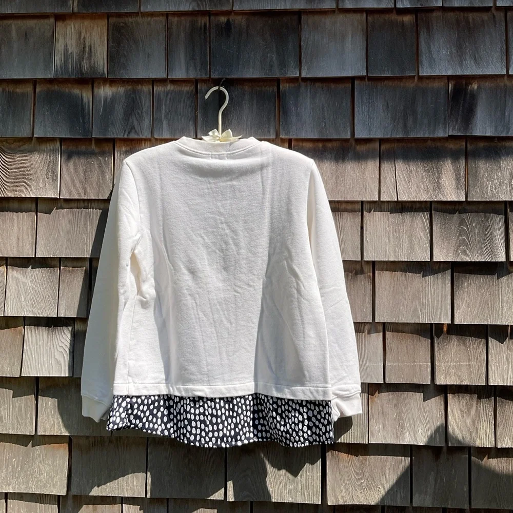 J. Crew Kids White Sweatshirt with Blue Patterned Hem